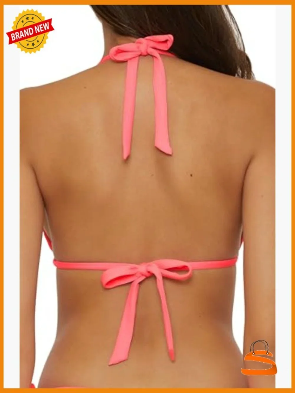 Adjustable Triangle Bikini Top with Removable Cups, UPF 50, Size D